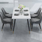 Stone Top Rectangle Dinette Table Traditional Luxury Metal Tripod Base Dining Table White 51.2"L x 27.6"W x 29.5"H Without Chairs Clearhalo 'Dining Tables & Seating' 'Dining Tables' 'dining_table' 'furn' 'furn_dining_table' 'Furniture' 'furniture_dining_table' 'Kitchen & Dining Furniture' 'kitchen' 'kitchen_dining_table' 4890498