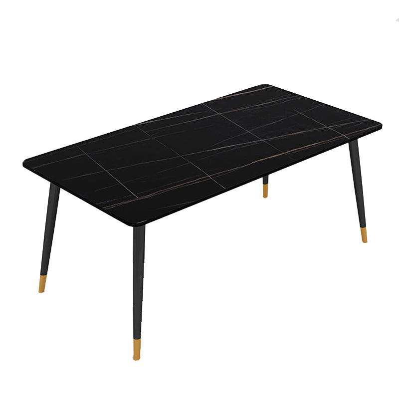 Stone Top Rectangle Dinette Table Traditional Luxury Metal Tripod Base Dining Table Black Gold Without Chairs Clearhalo 'Dining Tables & Seating' 'Dining Tables' 'dining_table' 'furn' 'furn_dining_table' 'Furniture' 'furniture_dining_table' 'Kitchen & Dining Furniture' 'kitchen' 'kitchen_dining_table' 4890500