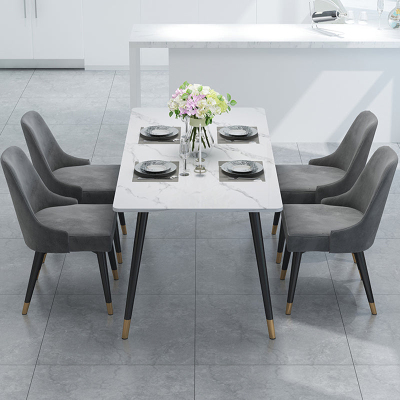 Stone Top Rectangle Dinette Table Traditional Luxury Metal Tripod Base Dining Table Clearhalo 'Dining Tables & Seating' 'Dining Tables' 'dining_table' 'furn' 'furn_dining_table' 'Furniture' 'furniture_dining_table' 'Kitchen & Dining Furniture' 'kitchen' 'kitchen_dining_table' 4890505