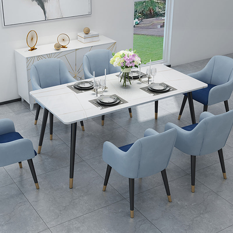 Stone Top Rectangle Dinette Table Traditional Luxury Metal Tripod Base Dining Table Clearhalo 'Dining Tables & Seating' 'Dining Tables' 'dining_table' 'furn' 'furn_dining_table' 'Furniture' 'furniture_dining_table' 'Kitchen & Dining Furniture' 'kitchen' 'kitchen_dining_table' 4890506