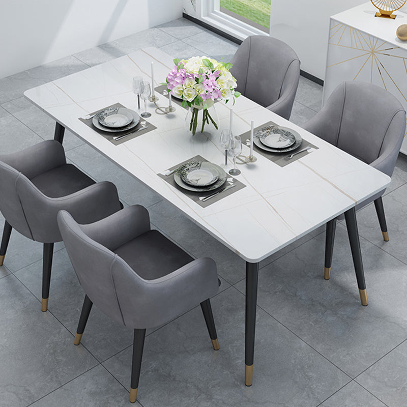 Stone Top Rectangle Dinette Table Traditional Luxury Metal Tripod Base Dining Table Clearhalo 'Dining Tables & Seating' 'Dining Tables' 'dining_table' 'furn' 'furn_dining_table' 'Furniture' 'furniture_dining_table' 'Kitchen & Dining Furniture' 'kitchen' 'kitchen_dining_table' 4890507