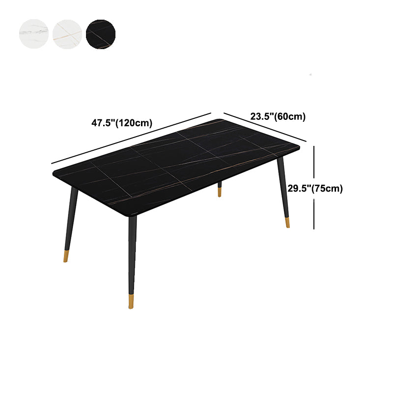 Stone Top Rectangle Dinette Table Traditional Luxury Metal Tripod Base Dining Table Clearhalo 'Dining Tables & Seating' 'Dining Tables' 'dining_table' 'furn' 'furn_dining_table' 'Furniture' 'furniture_dining_table' 'Kitchen & Dining Furniture' 'kitchen' 'kitchen_dining_table' 4890511