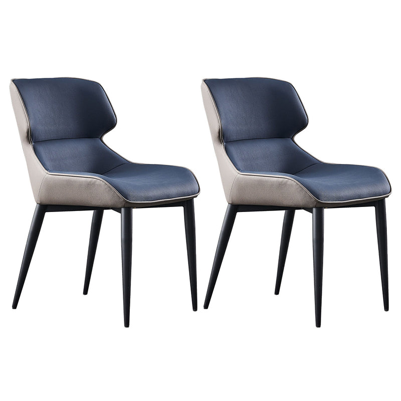 Industrial Wingback Armless Dining Chair PU Leather Dining Chairs for Home Blue 2 Piece Set Clearhalo 'Dining Chairs' 'Dining Tables & Seating' 'dining_chair' 'furn' 'furn_dining_chair' 'Furniture' 'furniture_dining_chair' 'Kitchen & Dining Furniture' 4890517