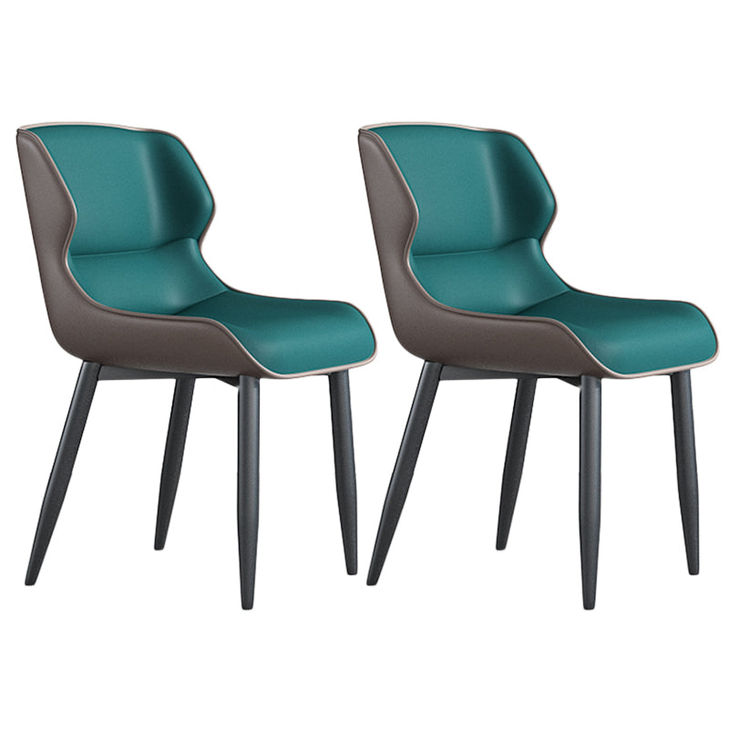 Industrial Wingback Armless Dining Chair PU Leather Dining Chairs for Home Green 2 Piece Set Clearhalo 'Dining Chairs' 'Dining Tables & Seating' 'dining_chair' 'furn' 'furn_dining_chair' 'Furniture' 'furniture_dining_chair' 'Kitchen & Dining Furniture' 4890518