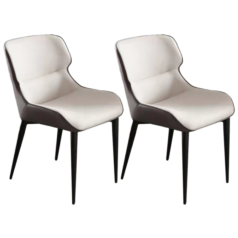 Industrial Wingback Armless Dining Chair PU Leather Dining Chairs for Home Gray-White 2 Piece Set Clearhalo 'Dining Chairs' 'Dining Tables & Seating' 'dining_chair' 'furn' 'furn_dining_chair' 'Furniture' 'furniture_dining_chair' 'Kitchen & Dining Furniture' 4890522