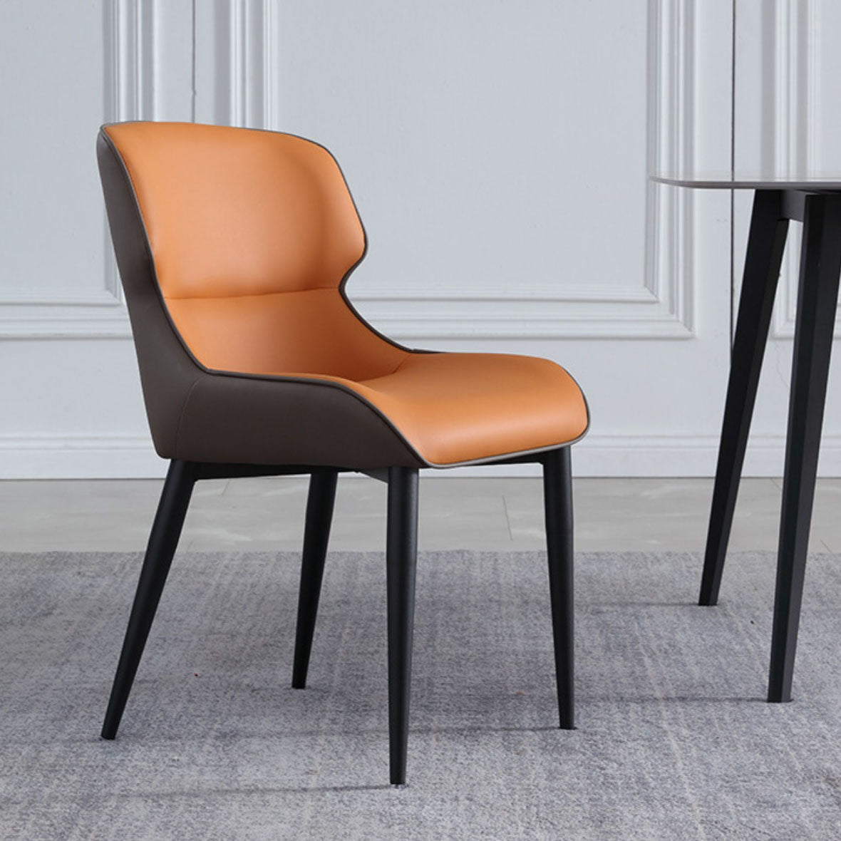 Industrial Wingback Armless Dining Chair PU Leather Dining Chairs for Home Clearhalo 'Dining Chairs' 'Dining Tables & Seating' 'dining_chair' 'furn' 'furn_dining_chair' 'Furniture' 'furniture_dining_chair' 'Kitchen & Dining Furniture' 4890530