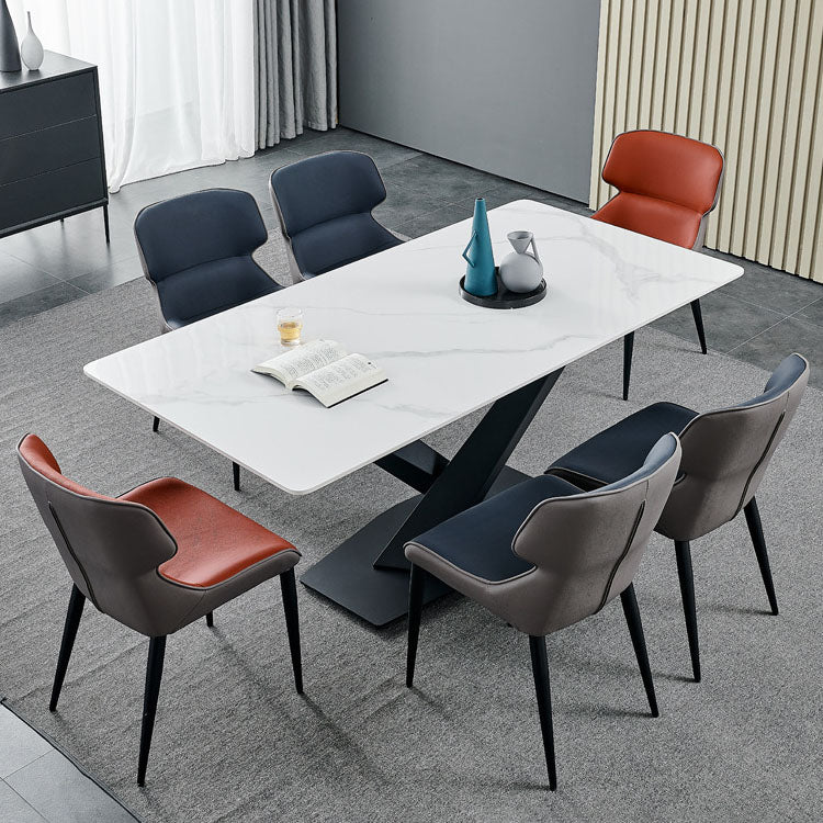 Industrial Wingback Armless Dining Chair PU Leather Dining Chairs for Home Clearhalo 'Dining Chairs' 'Dining Tables & Seating' 'dining_chair' 'furn' 'furn_dining_chair' 'Furniture' 'furniture_dining_chair' 'Kitchen & Dining Furniture' 4890535