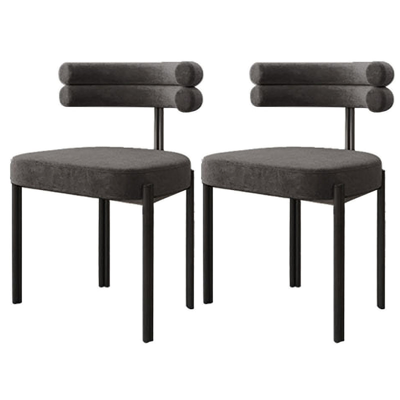 Contemporary Upholstered Side Chairs Open Back Dining Side Chair Grey 2 Piece Set Clearhalo 'Dining Chairs' 'Dining Tables & Seating' 'dining_chair' 'furn' 'furn_dining_chair' 'Furniture' 'furniture_dining_chair' 'Kitchen & Dining Furniture' 4890539