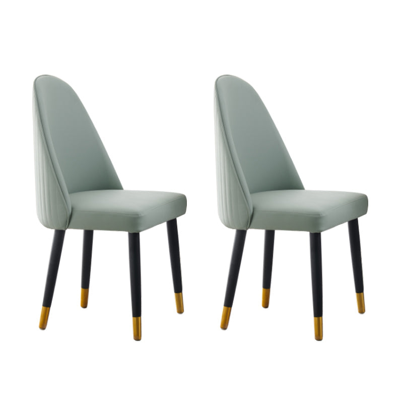 Nordic Glam Chairs Dining Armless Chair for Kitchen with Wooden Legs Light Green 2 Piece Set Clearhalo 'Dining Chairs' 'Dining Tables & Seating' 'dining_chair' 'furn' 'furn_dining_chair' 'Furniture' 'furniture_dining_chair' 'Kitchen & Dining Furniture' 4890566