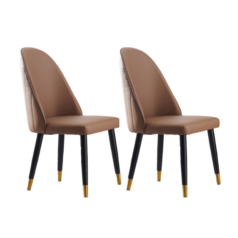 Nordic Glam Chairs Dining Armless Chair for Kitchen with Wooden Legs Dark Khaki 2 Piece Set Clearhalo 'Dining Chairs' 'Dining Tables & Seating' 'dining_chair' 'furn' 'furn_dining_chair' 'Furniture' 'furniture_dining_chair' 'Kitchen & Dining Furniture' 4890569
