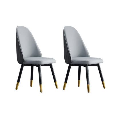 Nordic Glam Chairs Dining Armless Chair for Kitchen with Wooden Legs Grey 2 Piece Set Clearhalo 'Dining Chairs' 'Dining Tables & Seating' 'dining_chair' 'furn' 'furn_dining_chair' 'Furniture' 'furniture_dining_chair' 'Kitchen & Dining Furniture' 4890572