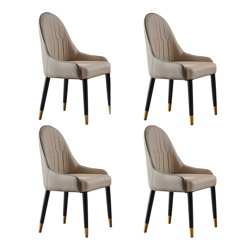 Nordic Glam Chairs Dining Armless Chair for Kitchen with Metal Legs Grey 4 Piece Set Clearhalo 'Dining Chairs' 'Dining Tables & Seating' 'dining_chair' 'furn' 'furn_dining_chair' 'Furniture' 'furniture_dining_chair' 'Kitchen & Dining Furniture' 4890587