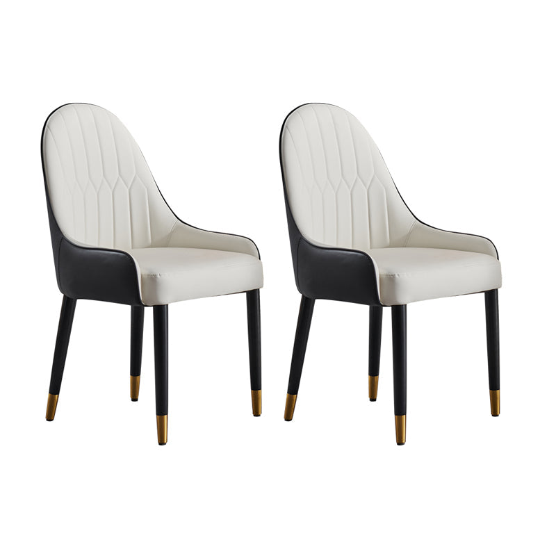 Nordic Glam Chairs Dining Armless Chair for Kitchen with Metal Legs White 2 Piece Set Clearhalo 'Dining Chairs' 'Dining Tables & Seating' 'dining_chair' 'furn' 'furn_dining_chair' 'Furniture' 'furniture_dining_chair' 'Kitchen & Dining Furniture' 4890591