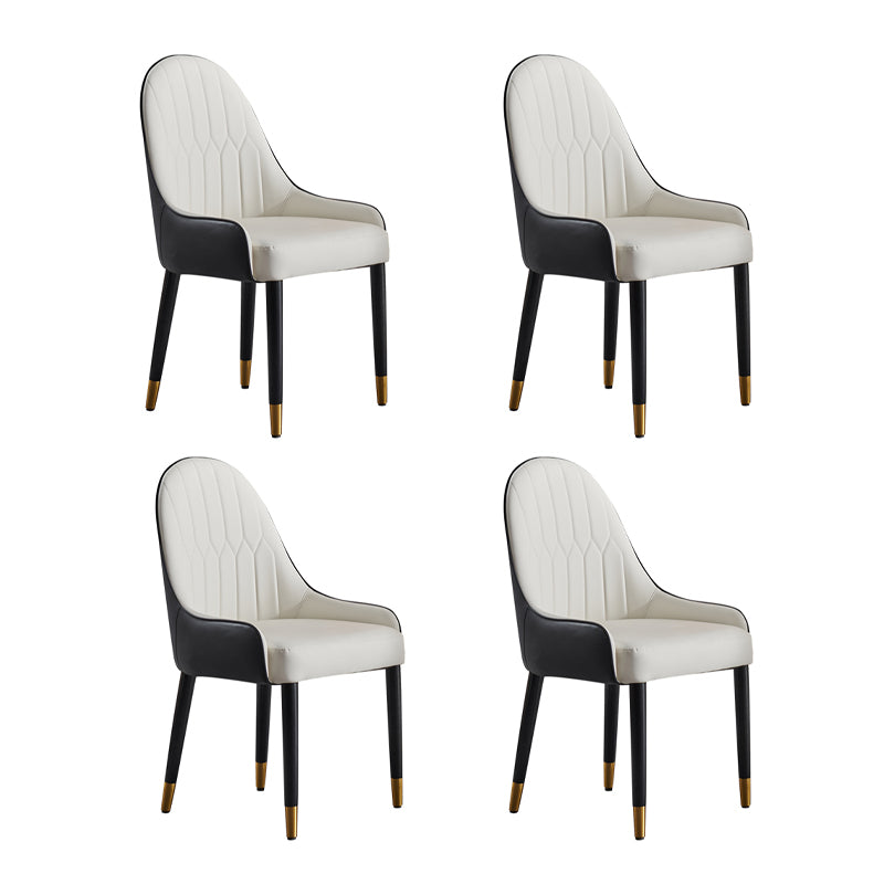 Nordic Glam Chairs Dining Armless Chair for Kitchen with Metal Legs White 4 Piece Set Clearhalo 'Dining Chairs' 'Dining Tables & Seating' 'dining_chair' 'furn' 'furn_dining_chair' 'Furniture' 'furniture_dining_chair' 'Kitchen & Dining Furniture' 4890593