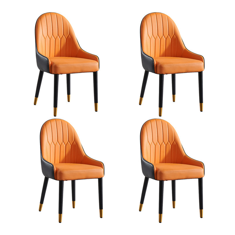 Nordic Glam Chairs Dining Armless Chair for Kitchen with Metal Legs Orange 4 Piece Set Clearhalo 'Dining Chairs' 'Dining Tables & Seating' 'dining_chair' 'furn' 'furn_dining_chair' 'Furniture' 'furniture_dining_chair' 'Kitchen & Dining Furniture' 4890599