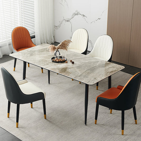 Nordic Glam Chairs Dining Armless Chair for Kitchen with Metal Legs Clearhalo 'Dining Chairs' 'Dining Tables & Seating' 'dining_chair' 'furn' 'furn_dining_chair' 'Furniture' 'furniture_dining_chair' 'Kitchen & Dining Furniture' 4890604