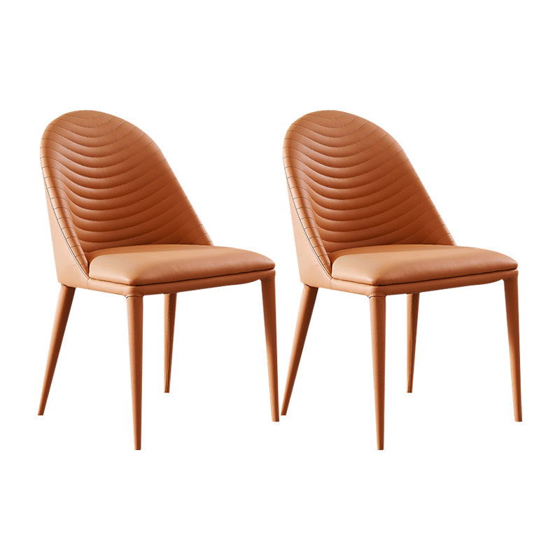 Modern Chairs Dining Armless Chair for Kitchen with Metal Legs Orange 2 Piece Set Clearhalo 'Dining Chairs' 'Dining Tables & Seating' 'dining_chair' 'furn' 'furn_dining_chair' 'Furniture' 'furniture_dining_chair' 'Kitchen & Dining Furniture' 4890611