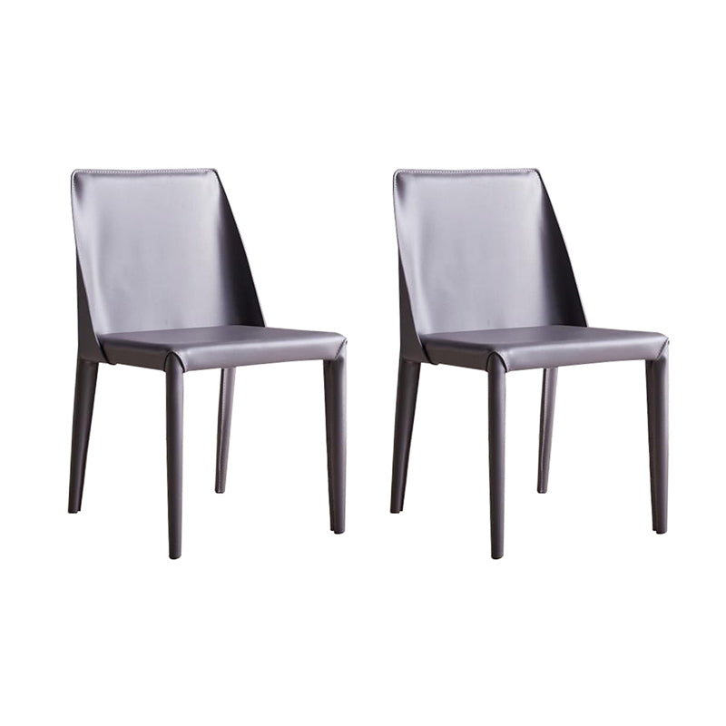 Modern Chair Dining Armless Chairs for Kitchen with Metal Legs Grey 2 Piece Set Clearhalo 'Dining Chairs' 'Dining Tables & Seating' 'dining_chair' 'furn' 'furn_dining_chair' 'Furniture' 'furniture_dining_chair' 'Kitchen & Dining Furniture' 4890625