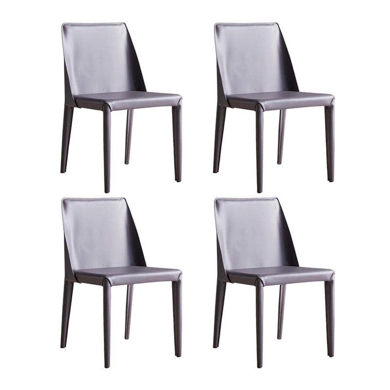 Modern Chair Dining Armless Chairs for Kitchen with Metal Legs Grey 4 Piece Set Clearhalo 'Dining Chairs' 'Dining Tables & Seating' 'dining_chair' 'furn' 'furn_dining_chair' 'Furniture' 'furniture_dining_chair' 'Kitchen & Dining Furniture' 4890626