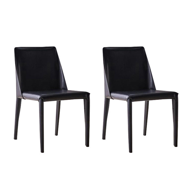 Modern Chair Dining Armless Chairs for Kitchen with Metal Legs Black 2 Piece Set Clearhalo 'Dining Chairs' 'Dining Tables & Seating' 'dining_chair' 'furn' 'furn_dining_chair' 'Furniture' 'furniture_dining_chair' 'Kitchen & Dining Furniture' 4890631