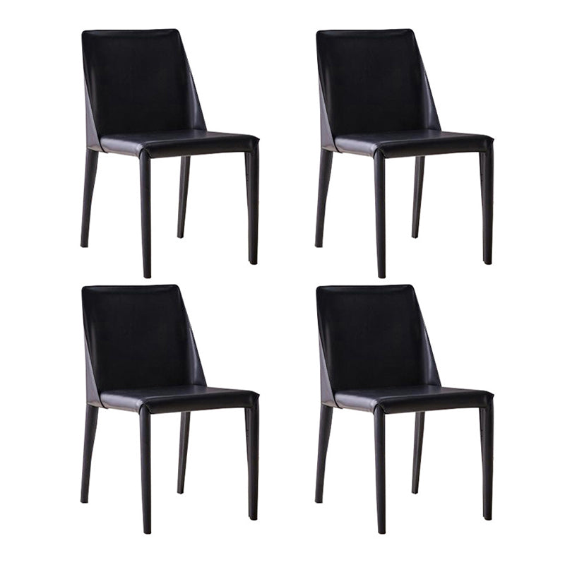 Modern Chair Dining Armless Chairs for Kitchen with Metal Legs Black 4 Piece Set Clearhalo 'Dining Chairs' 'Dining Tables & Seating' 'dining_chair' 'furn' 'furn_dining_chair' 'Furniture' 'furniture_dining_chair' 'Kitchen & Dining Furniture' 4890633