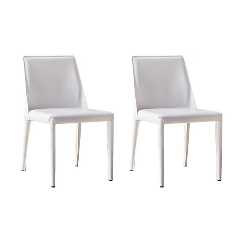Modern Chair Dining Armless Chairs for Kitchen with Metal Legs White 2 Piece Set Clearhalo 'Dining Chairs' 'Dining Tables & Seating' 'dining_chair' 'furn' 'furn_dining_chair' 'Furniture' 'furniture_dining_chair' 'Kitchen & Dining Furniture' 4890636