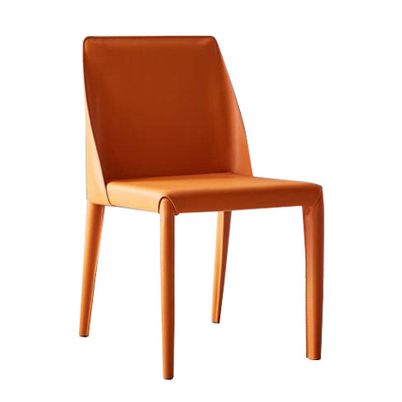 Modern Chair Dining Armless Chairs for Kitchen with Metal Legs Orange 1 Piece Clearhalo 'Dining Chairs' 'Dining Tables & Seating' 'dining_chair' 'furn' 'furn_dining_chair' 'Furniture' 'furniture_dining_chair' 'Kitchen & Dining Furniture' 4890640