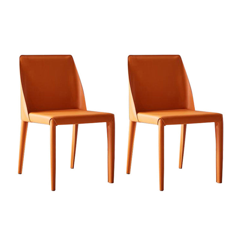 Modern Chair Dining Armless Chairs for Kitchen with Metal Legs Orange 2 Piece Set Clearhalo 'Dining Chairs' 'Dining Tables & Seating' 'dining_chair' 'furn' 'furn_dining_chair' 'Furniture' 'furniture_dining_chair' 'Kitchen & Dining Furniture' 4890642