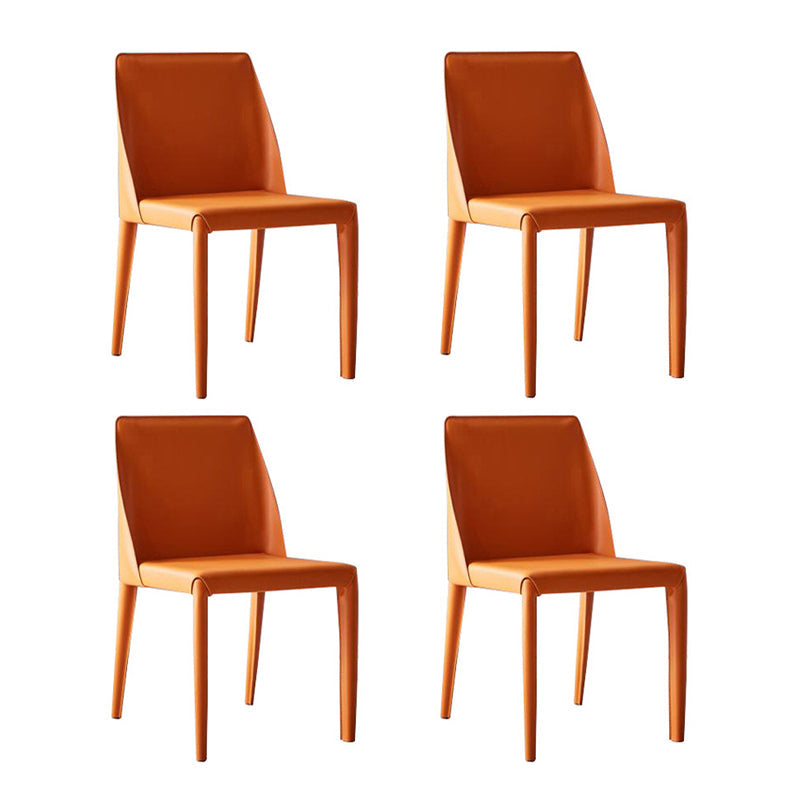 Modern Chair Dining Armless Chairs for Kitchen with Metal Legs Orange 4 Piece Set Clearhalo 'Dining Chairs' 'Dining Tables & Seating' 'dining_chair' 'furn' 'furn_dining_chair' 'Furniture' 'furniture_dining_chair' 'Kitchen & Dining Furniture' 4890644