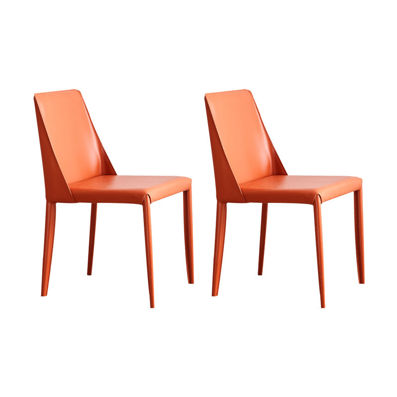 Modern Chair Dining Armless Chair for Kitchen with Metal Legs Orange Set of 2 Clearhalo 'Dining Chairs' 'Dining Tables & Seating' 'dining_chair' 'Furniture' 'furniture_dining_chair' 'Kitchen & Dining Furniture' 4890648