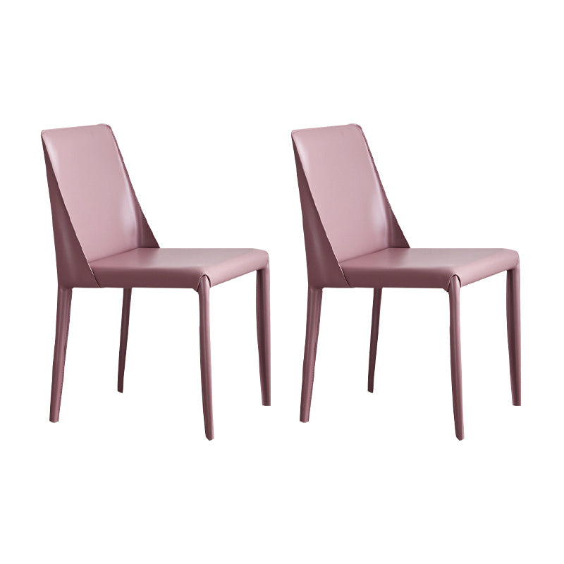 Modern Chair Dining Armless Chair for Kitchen with Metal Legs Pink Set of 2 Clearhalo 'Dining Chairs' 'Dining Tables & Seating' 'dining_chair' 'Furniture' 'furniture_dining_chair' 'Kitchen & Dining Furniture' 4890653