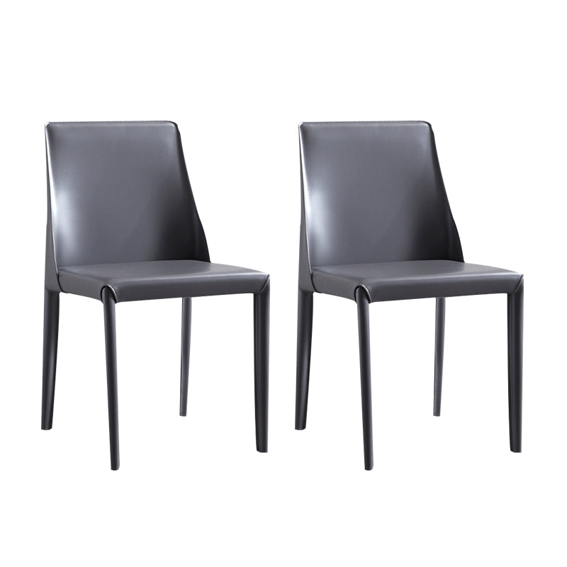 Modern Chair Dining Armless Chair for Kitchen with Metal Legs Dark Gray Set of 2 Clearhalo 'Dining Chairs' 'Dining Tables & Seating' 'dining_chair' 'Furniture' 'furniture_dining_chair' 'Kitchen & Dining Furniture' 4890657