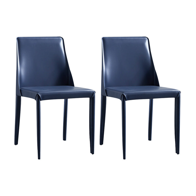 Modern Chair Dining Armless Chair for Kitchen with Metal Legs Dark Blue Set of 2 Clearhalo 'Dining Chairs' 'Dining Tables & Seating' 'dining_chair' 'Furniture' 'furniture_dining_chair' 'Kitchen & Dining Furniture' 4890661