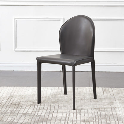 Contemporary Armless Solid Back Chair for Home Leather Dining Side Chair Dark Gray 1 Piece Clearhalo 'Dining Chairs' 'Dining Tables & Seating' 'dining_chair' 'furn' 'furn_dining_chair' 'Furniture' 'furniture_dining_chair' 'Kitchen & Dining Furniture' 4890667