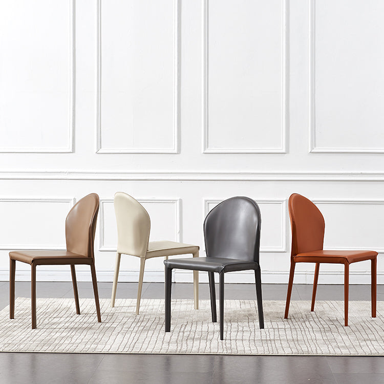 Contemporary Armless Solid Back Chair for Home Leather Dining Side Chair Clearhalo 'Dining Chairs' 'Dining Tables & Seating' 'dining_chair' 'furn' 'furn_dining_chair' 'Furniture' 'furniture_dining_chair' 'Kitchen & Dining Furniture' 4890669