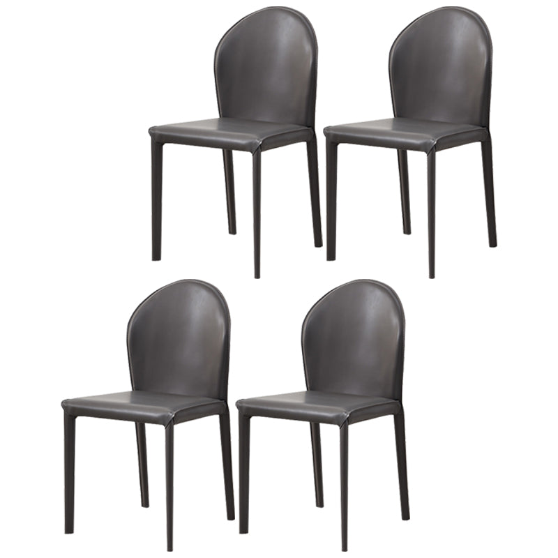 Contemporary Armless Solid Back Chair for Home Leather Dining Side Chair Dark Gray 4 Piece Set Clearhalo 'Dining Chairs' 'Dining Tables & Seating' 'dining_chair' 'furn' 'furn_dining_chair' 'Furniture' 'furniture_dining_chair' 'Kitchen & Dining Furniture' 4890670