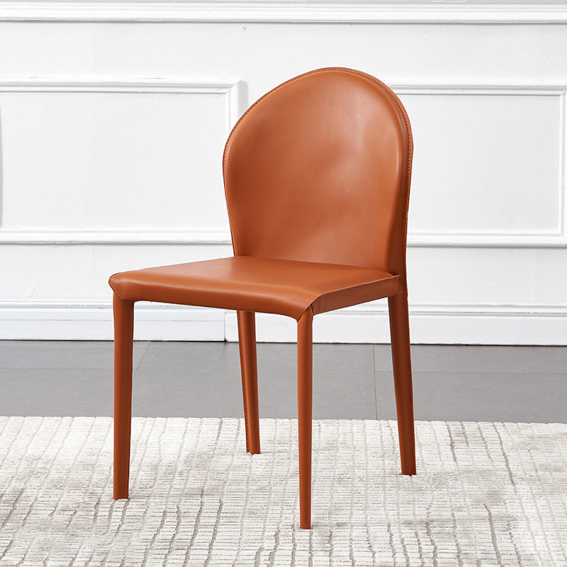 Contemporary Armless Solid Back Chair for Home Leather Dining Side Chair Orange 1 Piece Clearhalo 'Dining Chairs' 'Dining Tables & Seating' 'dining_chair' 'furn' 'furn_dining_chair' 'Furniture' 'furniture_dining_chair' 'Kitchen & Dining Furniture' 4890679