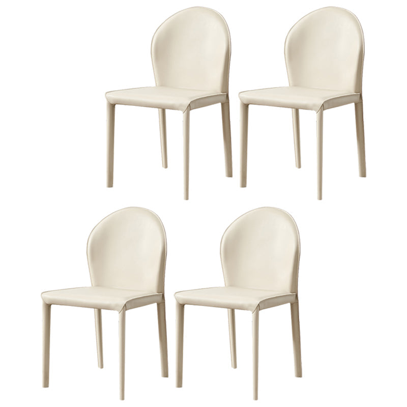 Contemporary Armless Solid Back Chair for Home Leather Dining Side Chair Off-White 4 Piece Set Clearhalo 'Dining Chairs' 'Dining Tables & Seating' 'dining_chair' 'furn' 'furn_dining_chair' 'Furniture' 'furniture_dining_chair' 'Kitchen & Dining Furniture' 4890685