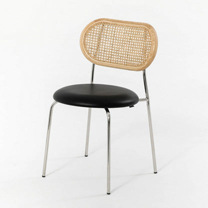 Industrial Style Faux Leather Dining Chairs Open Back Dining Side Chair Black 1 Piece Clearhalo 'Dining Chairs' 'Dining Tables & Seating' 'dining_chair' 'furn' 'furn_dining_chair' 'Furniture' 'furniture_dining_chair' 'Kitchen & Dining Furniture' 4890688