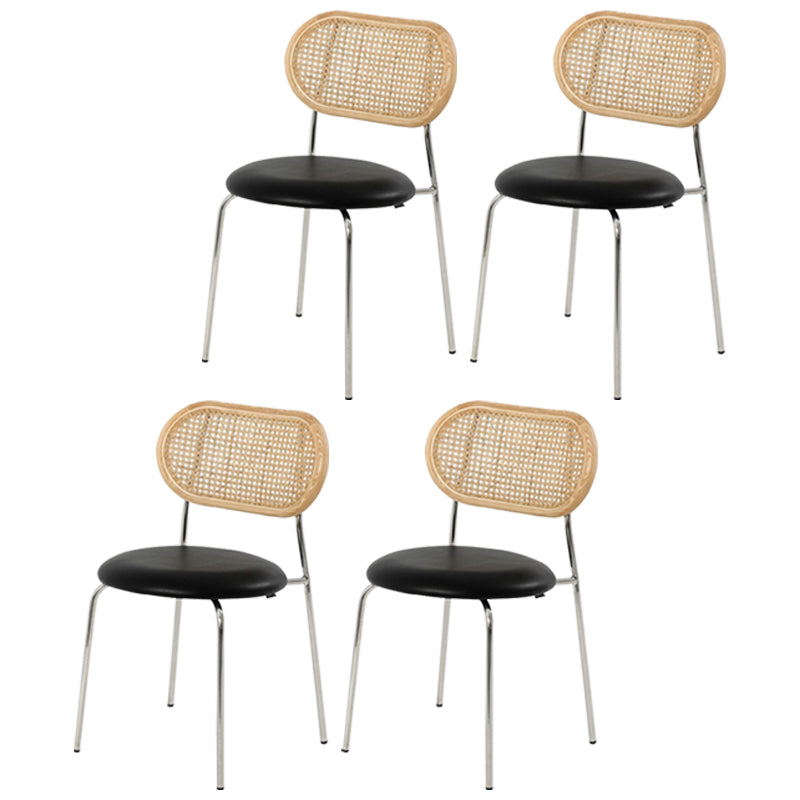 Industrial Style Faux Leather Dining Chairs Open Back Dining Side Chair Black 4 Piece Set Clearhalo 'Dining Chairs' 'Dining Tables & Seating' 'dining_chair' 'furn' 'furn_dining_chair' 'Furniture' 'furniture_dining_chair' 'Kitchen & Dining Furniture' 4890692