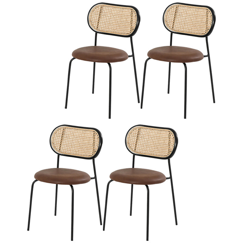 Industrial Style Faux Leather Dining Chairs Open Back Dining Side Chair Brown 4 Piece Set Clearhalo 'Dining Chairs' 'Dining Tables & Seating' 'dining_chair' 'furn' 'furn_dining_chair' 'Furniture' 'furniture_dining_chair' 'Kitchen & Dining Furniture' 4890698