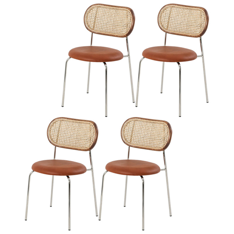 Industrial Style Faux Leather Dining Chairs Open Back Dining Side Chair Coffee 4 Piece Set Clearhalo 'Dining Chairs' 'Dining Tables & Seating' 'dining_chair' 'furn' 'furn_dining_chair' 'Furniture' 'furniture_dining_chair' 'Kitchen & Dining Furniture' 4890703