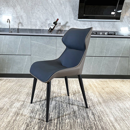 Minimalist Design Wingback Arm Dining Chair Faux Leather Dining Chairs Blue 1 Piece Clearhalo 'Dining Chairs' 'Dining Tables & Seating' 'dining_chair' 'furn' 'furn_dining_chair' 'Furniture' 'furniture_dining_chair' 'Kitchen & Dining Furniture' 4890713