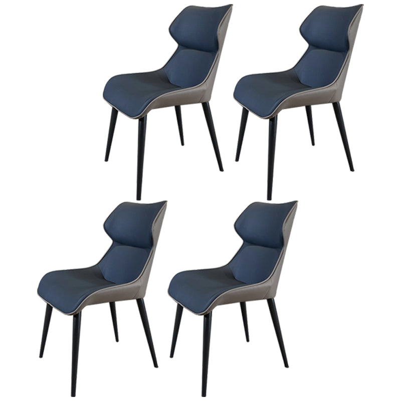 Minimalist Design Wingback Arm Dining Chair Faux Leather Dining Chairs Blue 4 Piece Set Clearhalo 'Dining Chairs' 'Dining Tables & Seating' 'dining_chair' 'furn' 'furn_dining_chair' 'Furniture' 'furniture_dining_chair' 'Kitchen & Dining Furniture' 4890716