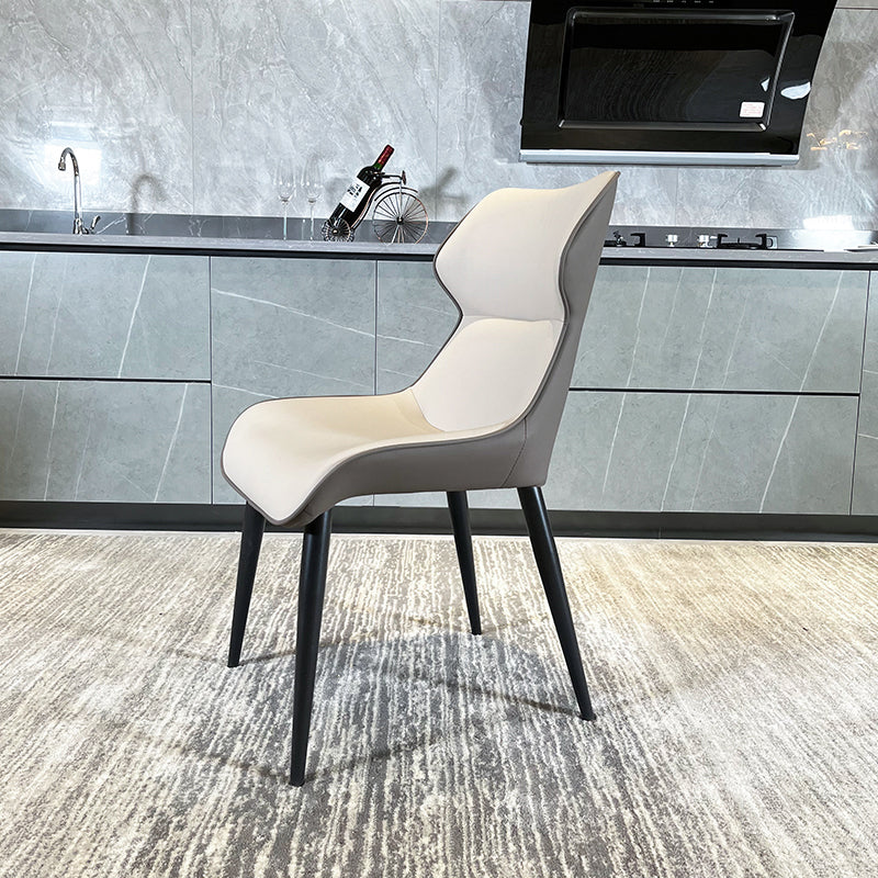 Minimalist Design Wingback Arm Dining Chair Faux Leather Dining Chairs Apricot 1 Piece Clearhalo 'Dining Chairs' 'Dining Tables & Seating' 'dining_chair' 'furn' 'furn_dining_chair' 'Furniture' 'furniture_dining_chair' 'Kitchen & Dining Furniture' 4890719