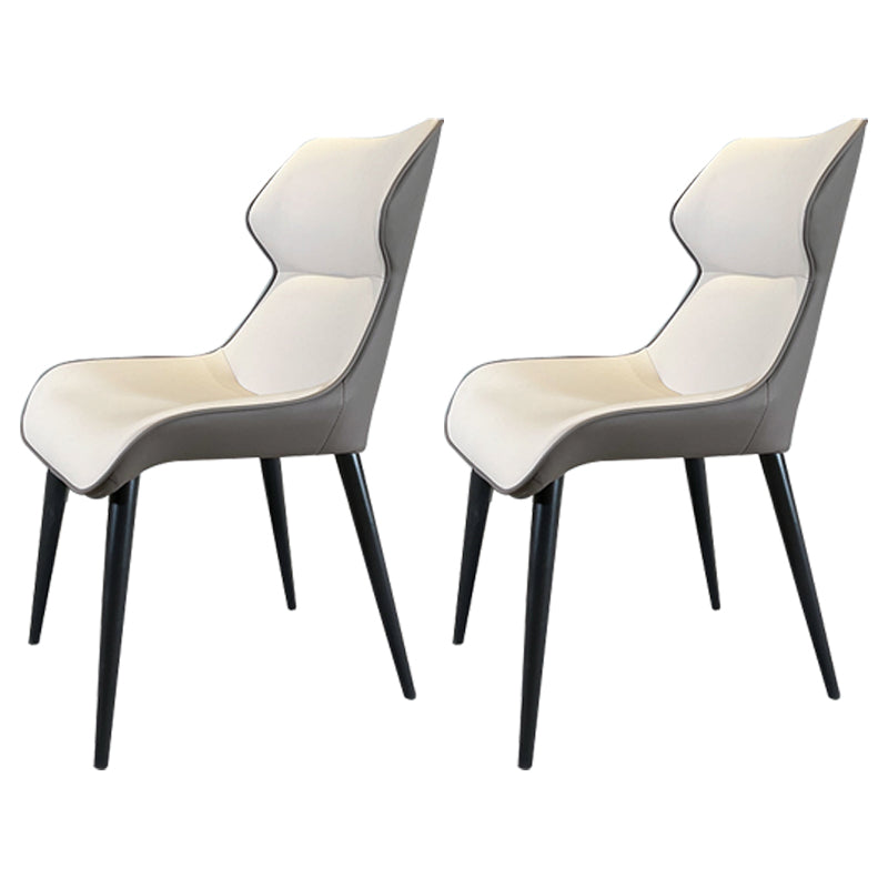 Minimalist Design Wingback Arm Dining Chair Faux Leather Dining Chairs Apricot 2 Piece Set Clearhalo 'Dining Chairs' 'Dining Tables & Seating' 'dining_chair' 'furn' 'furn_dining_chair' 'Furniture' 'furniture_dining_chair' 'Kitchen & Dining Furniture' 4890721