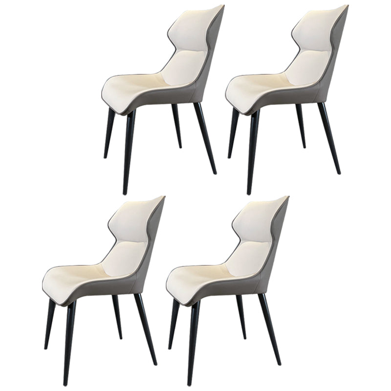 Minimalist Design Wingback Arm Dining Chair Faux Leather Dining Chairs Apricot 4 Piece Set Clearhalo 'Dining Chairs' 'Dining Tables & Seating' 'dining_chair' 'furn' 'furn_dining_chair' 'Furniture' 'furniture_dining_chair' 'Kitchen & Dining Furniture' 4890722