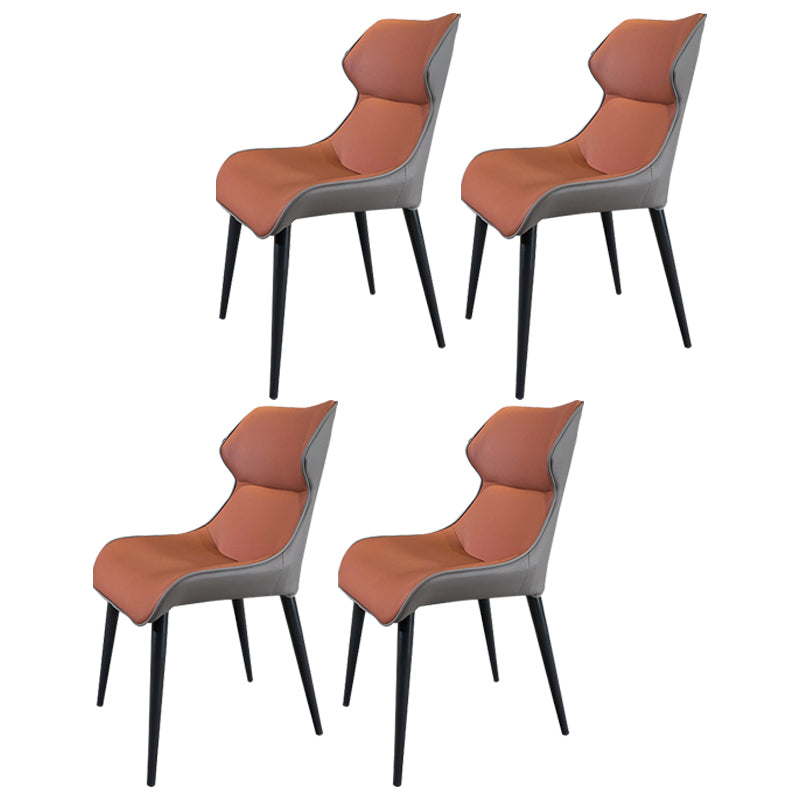 Minimalist Design Wingback Arm Dining Chair Faux Leather Dining Chairs Orange 4 Piece Set Clearhalo 'Dining Chairs' 'Dining Tables & Seating' 'dining_chair' 'furn' 'furn_dining_chair' 'Furniture' 'furniture_dining_chair' 'Kitchen & Dining Furniture' 4890728