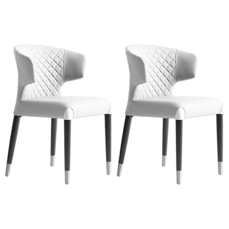 Minimalist Style Leather Dining Side Chair Wingback Armless Dining Chair White 2 Piece Set Clearhalo 'Dining Chairs' 'Dining Tables & Seating' 'dining_chair' 'furn' 'furn_dining_chair' 'Furniture' 'furniture_dining_chair' 'Kitchen & Dining Furniture' 4890736