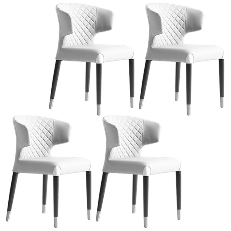 Minimalist Style Leather Dining Side Chair Wingback Armless Dining Chair White 4 Piece Set Clearhalo 'Dining Chairs' 'Dining Tables & Seating' 'dining_chair' 'furn' 'furn_dining_chair' 'Furniture' 'furniture_dining_chair' 'Kitchen & Dining Furniture' 4890738